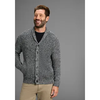 Strickjacke MAN'S WORLD "Mit Knopfleiste und Taschen", Herren, Gr. XL (56/58), grau (schwarz melange), Strick, Obermaterial: 50% Baumwolle, 50% Polyacryl, meliert, regular fit, V-Ausschnitt, Rippbündchen, Strickjacken Strickjacke, melierte Optik,weicher Griff, Perfekt für die kältere Jahreszeit