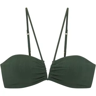 Copenhagen Studios Bandeau-Bikini-Top "Nela" mit V-förmigem Cut-Out vorn, dunkelgrün