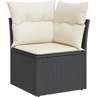 vidaXL Garten-Ecksofa mit Kissen Schwarz Poly Rattan - Schwarz