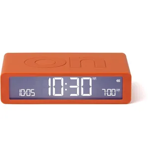 Lexon Flip Classic Morgenwecker, beleuchtet, wendbar mit Seiten on Off und Snooze-Funktion, mit LCD-Display und Touchscreen, wiederaufladbar über USB-C – Orange
