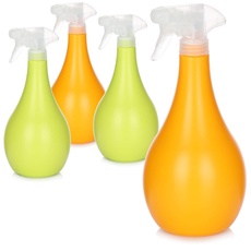 com-four® 4X Blumensprüher - Sprühflasche mit 28/400 Gewinde zur Bewässerung von Pflanzen - Wassersprühflasche zum Wasserzerstäuben (orange/grün)