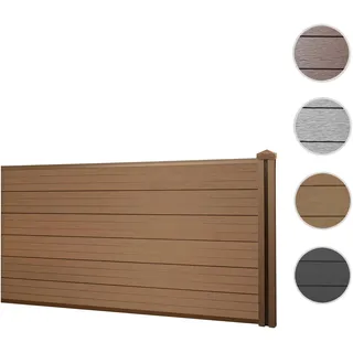 WPC-Sichtschutz Sarthe, Windschutz Zaun, WPC-Pfosten ~ Erweiterungselement niedrig, 1,88m teak