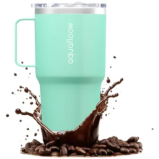 Aquafloow Thermobecher Wiederverwendbar Doppelwand Isoliert aus Edelstahl 800ml, Kaffeebecher to Go mit Auslaufsicherem Deckel für Unterwegs, Camping, Fahrrad, Outdoor