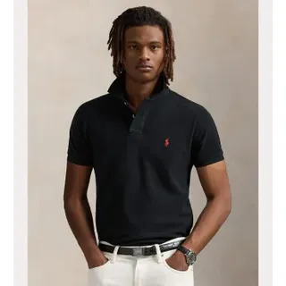 Polo Ralph Lauren für Herren. 710782592001 Schwarzes Piqué-Poloshirt (M), Lässig, Baumwolle, Kurzarm