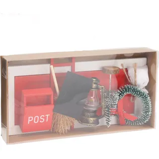 Deko-Weihnachtsszene-Set Mehrfarbig 9-teilig