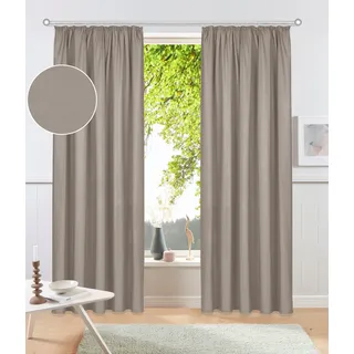 Vorhang OTTO HOME "Parry" Gr. 4, grau (kitt), B:140cm H:245cm, Polyester, Recyceltes Material, Gardinen, Vorhang, 2-er Set, blickdicht, monochrom, basic, einfarbig, Bestseller, Topseller