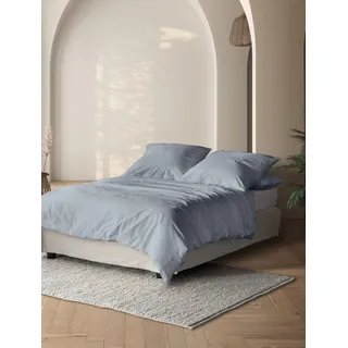 IRISETTE Premium Satin Bettwäsche unifarben Baumwolle Blau 155 x 220 cm + 2 x 80 x 80 cm
