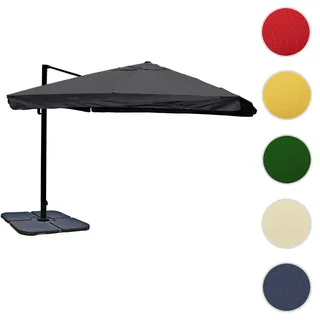 Gastronomie-Ampelschirm HWC-A96, 3x4m (Ø5m) Polyester Alu/Stahl 26kg ~ Flap, anthrazit mit Ständer,