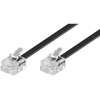 goobay 50318 Modularanschlusskabel, Telefonkabel, RJ11 Stecker (6P4C) auf RJ11 Stecker (6P4C), schwarz,