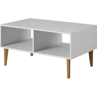 BERGEN Bank, WEISS, Skandinavischer Stil, Couchtisch, 100x60x48, Sofatisch, Couchtisch - Weiß