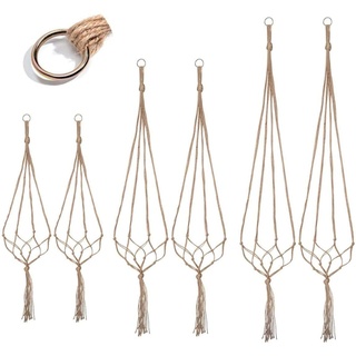 Makramee Pflanzenhänger Halter 6 Packungen Indoor Outdoor Hängekorb Seil Blumentopf Halter Jute-Seil Pflanzen Aufhänger Garten Haus Dekoration