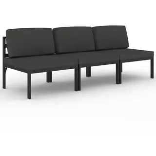 vidaXL Gartensofa 3-Sitzer mit Kissen Aluminium Anthrazit