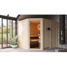 Bild von Sauna »"Homa " mit bronzierter Tür naturbelassen Ofen 9 kW ext. Strg.«, mit integrierter Mineralwolldämmung beige
