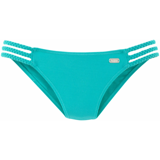 Bikini-Hose BUFFALO "Happy", Damen, Gr. 40, N-Gr, blau (türkis), Microfaser, Polyamid, unifarben, Badehosen Bikini-Hose, mit geflochtenen Bändern