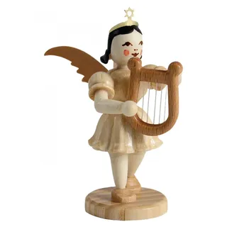 Engel mit Lyra natur 7x4cm Saitenengel Lyraengel Klangfigur Lyratöne Saitenklang