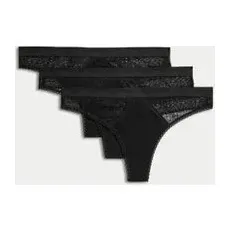 Womens Body by M&S 3pk Cotton with Cool ComfortTM Thongs - Black, Black - 14