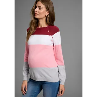 NEUN MONATE Strickpullover »Ringel-Pullover für Schwangerschaft und Stillzeit« Umstands-Pullover mit praktischer Öffnung, rot