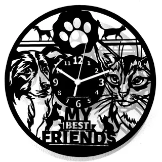 Instant Karma Clocks | Haustier Wanduhr – Hunde & Katzen Deko | Geräuschlosem Quarzwerk | Geschenkidee für Tierliebhaber, Katzenfreunde, Hundefans