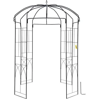 VEVOR Rosenbogen aus Metall 2,4 m hoch, 1,6 m breit Rosenpavillon Gartenlaube dekorativer romantischer Gartenpavillon für Kletterpflanzen, Jasmin Hochzeitsbogen Rankgitter, Rankhilfe Schwarz