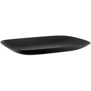 Alessi Moiré MW70 BT - Design Tablett, Rechteckig aus Stahl, Epoxidharzlackiert, Schwarz Mit Reliefdekor