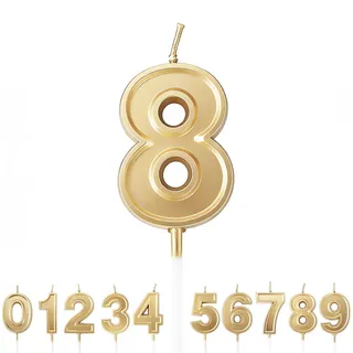 URAQT Geburtstag Zahl Kerzen, Gold Glitzer Geburtstagskerzen, Dekorative Geburtstagstorte, Hochzeitsparty, Abschlussfeier Usw 8.