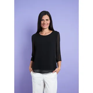 Chiffonbluse SEIDEL MODEN, Damen, Gr. 44, schwarz, Single Jersey, Obermaterial: 100% Polyester. Obermaterial 2: 95% Viskose, 5% Elasthan, unifarben, lässig geschnitten hüftbedeckend, Rundhals, Blusen Chiffonbluse, MADE IN GERMANY
