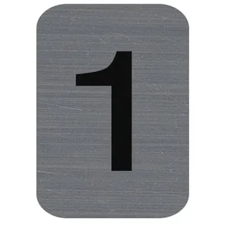 Exacompta 67181E 1x Hinweisschild selbstklebend, Aluminiumoptik, Zahl 1 2,5x4,4 cm