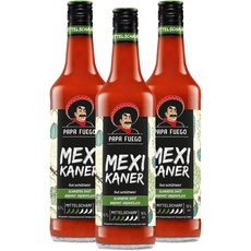 Papa Fuego Mexikaner (3 x 0.7 l) Mixgetränk mit Wodka | Mittelscharfer Tomatenschnaps | 15% - Der feurig-fruchtige Tomatenschnaps, glutenfrei und vegan