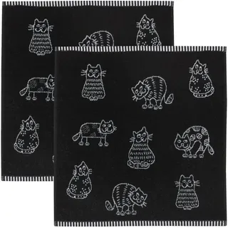 Kracht Frottier-Geschirrtuch 2er-Pack Baumwolle Katzen Größe 50x50 cm