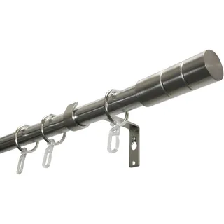 GARDINIA Vorhangstange Zylinder 1-läufig Ø 19 mm 220 cm Edelstahl-Optik
