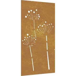 vidaXL Garten-Wanddeko 105x55 cm Cortenstahl Blumen-Design - Braun