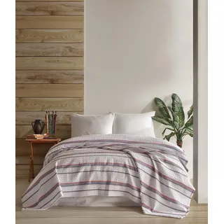 BOHORIA® Tagesdecke Waffle Line extra groß 235 x 240cm | 100% Baumwolle | Oeko-Tex® | Überwurf für Sofa, Sessel & Bett | Sofadecke Wolldecke Wohndecke (Waffle Line) (Mahogany, 235 x 240 cm)