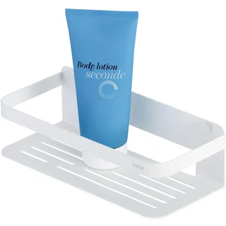 Tiger Duschkorb Caddy Rechteck klein, Duschablage aus Edelstahl, Weiß pulverbeschichtet,BxHxT: 24 x 7 x 10, 6 cm