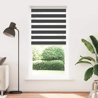 vidaXL Doppelrollo Schwarz 110x230 cm Stoffbreite 105,9 cm Polyester - Schwarz