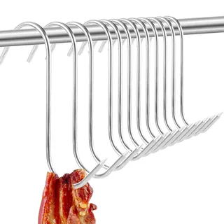 ASelected 20 Stück S Haken Fleischhaken 13 CM Räucherhaken Fleischerhaken mit Spitzen Ende S-förmige Haken Fleischhaken für Küche Badezimmer Fleischverarbeitung Geschäft