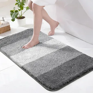 Exclusivo Mezcla Badematte Badteppich Weiche rutschfeste und Saugstarke Mikrofaser Fußmatte, Waschmaschinenfest und Schnelltrocknend für Badezimmer, Dusche und Wohnraum, 60x120 cm, Grau