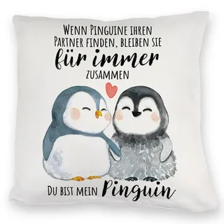 speecheese Pinguinpärchen Kuschelkissen mit Spruch Du bist Mein Pinguin EIN niedliches DekoKuschelkissen für verliebte Paare Romantisches Pinguin Motiv Pinguinpaar Spruch Pärchen Partner