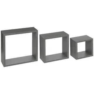 5 five simply smart Five Wandregal, 3 Stück, Würfelform, Grün/Grau, unsichtbare Befestigungen, Technisches Holz, cm