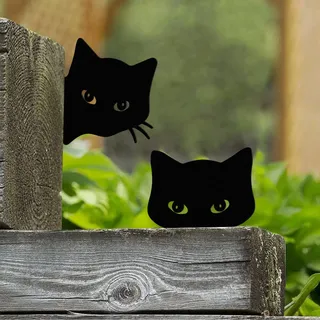 Qmetalart Schwarze Katzen-Dekoration, Metall, Garten, Hof, Kunst, Dekoration, Bauernhaus, Heimdekoration, Ornamente für den Außenbereich, Innenhof, Rasen, Geschenk, ideal für Katzenliebhaber