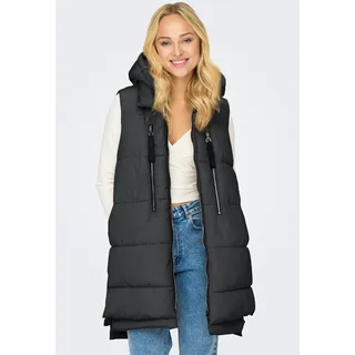 Steppweste ONLY "ONLNEWNORA PUFFER WAISTCOAT CC OTW", Damen, Gr. M (38), grau (magnet), Web, Obermaterial: 100% Polyester, unifarben, Westen Steppweste