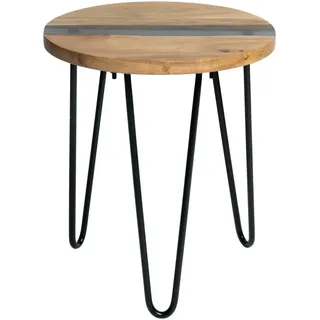 Landscape Beistelltisch , Akaziefarben , Holz, Metall , Akazie , massiv , Holz , rund , Haarnadel , 40x45x40 cm , einfacher Aufbau , Wohnzimmer, Wohnzimmertische, Beistelltische, Beistelltische Metall