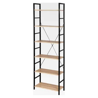 Standregal mit 6 Ablagen, Bücherregal, Lagerregal, Leiterregal, Stufenregal, Badregal, Küchenregal, Eckregal, Treppenregal, Hochregal mit Kippschutz, 60 x 180 x 27,5 cm