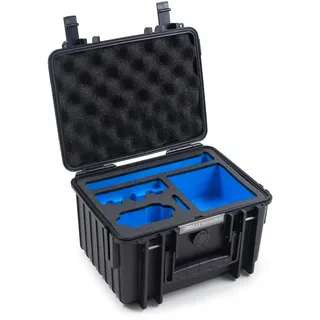 B&W International Schutzkoffer 2000 (PP.66) für DJI Osmo Action 6 und viel Zubehör – Schwarz – wasserdicht und staubdicht (IP67), stoßfest, mit passgenauem Inlay