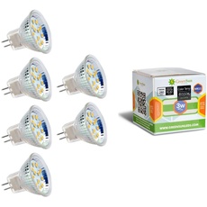 GreenSun LED Lighting 6X AC/DC 12V MR11 GU4 3W 12 * 2835SMD LED Spot Gluehbirne Strahler Lampe Leuchte Warmweiss