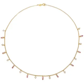 Silberkette ELLI "Halskette Pink Rose 925 Silber, mit Kristallen von Swarovski" Gr. 40, gold, Halsketten, Damen, Silber 925 (Sterlingsilber), Silberkette