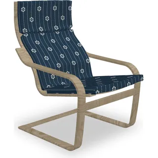 ABAKUHAUS Geometrisch Poäng Sessel Polster, Frühling blühende Blumen, Sitzkissen mit Stuhlkissen mit Hakenschlaufe und Reißverschluss, Dark Blue Creme