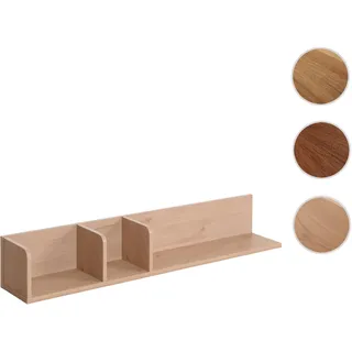 Wandregal HWC-M48, Hängeregal Regal Holzregal Schweberegal, 3 Fächer 20x120x21cm ~ beige