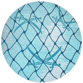 Sansibar Sylt Flachwebteppich Keitum 160x160 cm , Textil , Wasser/Strand/Meer , Rund , 160x160 cm , Oeko-Tex® , für Fußbodenheizung geeignet , Teppiche und Böden, Teppiche, Webteppiche