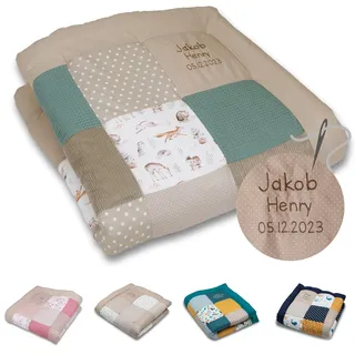 ULLENBOOM personalisierbare Krabbeldecke für Baby 120x120 cm - Dick & weich | Perfekt als Geschenk, Außenmaterial: 100% Baumwolle, OEKO-TEX zertifiziert, Made in EU, Schadstoffgeprüft, waschbar