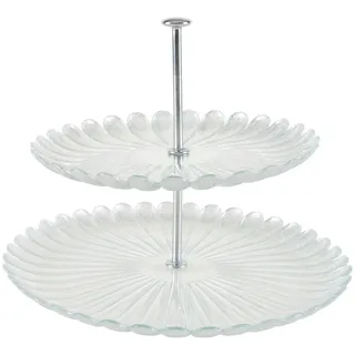 Ambia Home Etagere , Glas , Uni , rund , Lfgb, Bsci , Tragegriff, handbemalt , Geschirr, Tischkultur & Serviergeschirr, Etageren